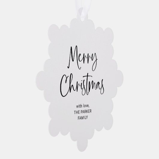 Modern script | Zwarte en witte kerst Ornament Kaart (Rechts)