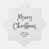 Modern script | Zwarte en witte kerst Ornament Kaart (Voorkant)