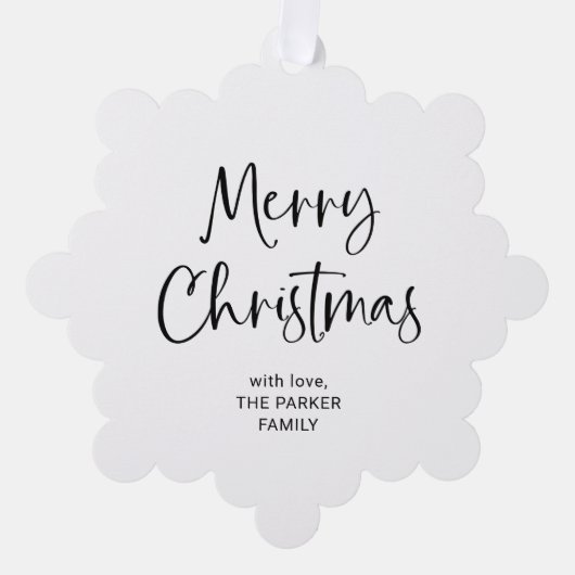 Modern script | Zwarte en witte kerst Ornament Kaart (Voorkant)