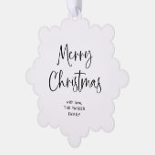 Modern script | Zwarte en witte kerst Ornament Kaart (Links)