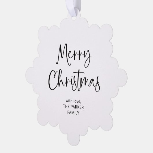 Modern script | Zwarte en witte kerst Ornament Kaart (Links)
