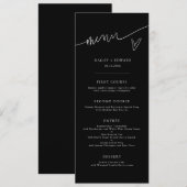 Modern Script Zwarte Huwelijksmenu Menu (Voorkant / Achterkant)