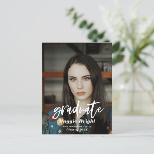 Modern scripted afstuderen fotobriefkaart briefkaart (Staand voorkant)