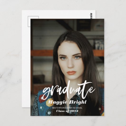 Modern scripted afstuderen fotobriefkaart briefkaart (Voorkant / Achterkant)