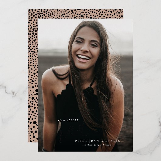 Modern Scripted Afstuderen het Volledige Afstudere Folie Uitnodiging (Voorkant / Achterkant)