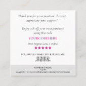 modern scripthart bedankt u voor uw bestellingspan vierkante visitekaartje (Achterkant)