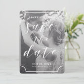 Modern scriptkader | Aangepaste foto De datum opsl Save The Date (Staand voorkant)