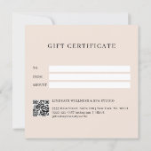 Modern scriptlettertype beige QR-code cadeaubon (Achterkant)