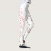 Modern Scroll Hearts Tan Pink Naam toevoegen Leggings (Rechts)