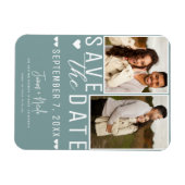Modern Seafoam Save the Date 2 Foto Bruiloft Magneet (Horizontaal)