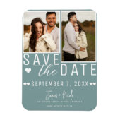 Modern Seafoam Save the Date 2 Foto Bruiloft Magneet (Verticaal)