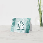 Modern Seafoam Silver Wedding Color Monogram Notitiekaartje (Voorkant)