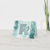 Modern Seafoam Silver Wedding Color Monogram Notitiekaartje (Voorkant)