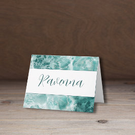 Modern Seafoam Silver Wedding Color Name Notitiekaartje