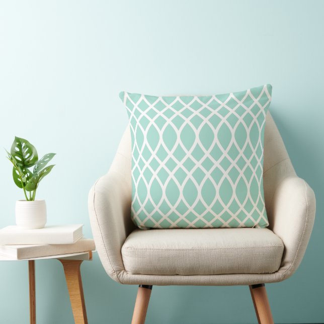 Modern Seafoam Trellis Framework Pattern Kussen (Stoel)