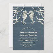 Modern Seahorse Nautical Beach Thed Wedding Kaart (Voorkant)