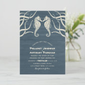 Modern Seahorse Nautical Beach Thed Wedding Kaart (Staand voorkant)