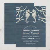 Modern Seahorse Nautical Beach Thed Wedding Kaart (Voorkant / Achterkant)