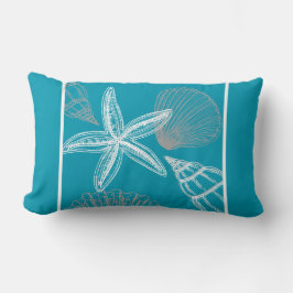Modern Seashell Beach House Aqua Blue Starfish Kussen