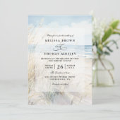 Modern Seaside Watercolor Beach QR Code Wedding Kaart (Staand voorkant)