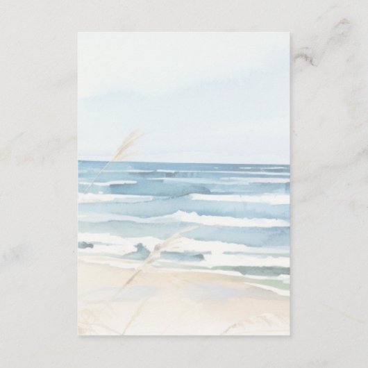 Modern Seaside Waterverf Beach bruiloft details Informatiekaartje (Achterkant)