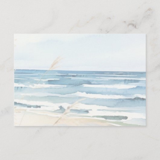 Modern Seaside Waterverf Beach Bruiloft Receptie Informatiekaartje (Achterkant)