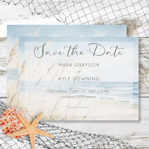 Modern Seaside Waterverf Beach Bruiloft Save The Date