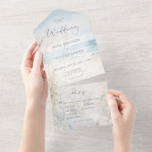 Modern Seaside Waterverf Beach Diner All In One Uitnodiging (Afscheurbaar)