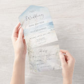 Modern Seaside Waterverf Beach Geen diner All In One Uitnodiging (Afscheurbaar)