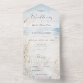 Modern Seaside Waterverf Beach Geen diner All In One Uitnodiging (Binnen)