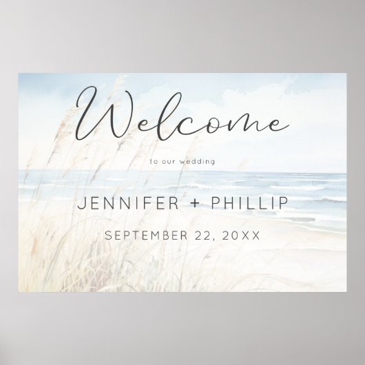 Modern Seaside Waterverf bruiloft welkom Poster (Voorkant)