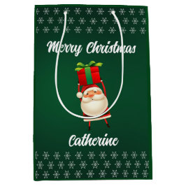 Modern Seasonal Santa Claus Merry Christmas  Medium Cadeauzakje