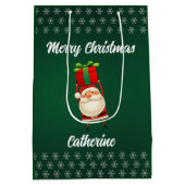 Modern Seasonal Santa Claus Merry Christmas Medium Cadeauzakje (Achterkant)