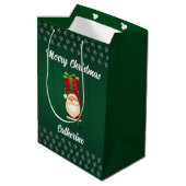 Modern Seasonal Santa Claus Merry Christmas Medium Cadeauzakje (Achterkant Gekanteld)