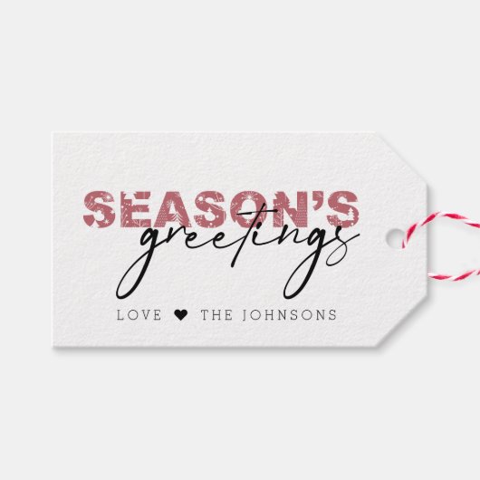 Modern Seasons Greetings Red Holiday Cadeaulabel (Voorkant (Horizontaal))