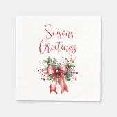 Modern Seasons Groetjes Script Holly Bow Servet (Voorkant)