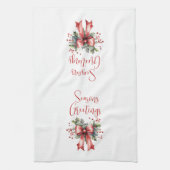 Modern Seasons Groetjes Script Red Bow Theedoek (Verticaal)