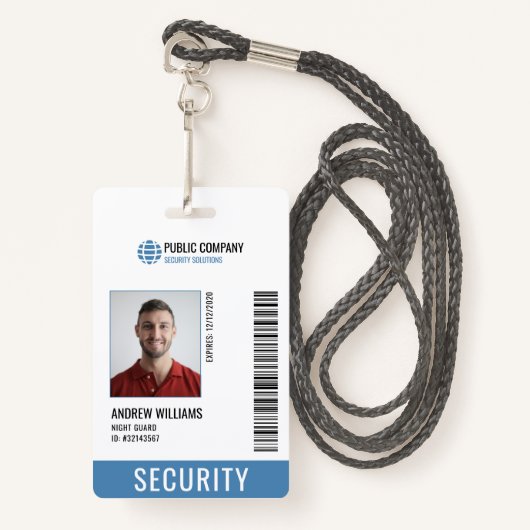 Modern Security Company Guard ID Badge (Voorkant met draagriem)