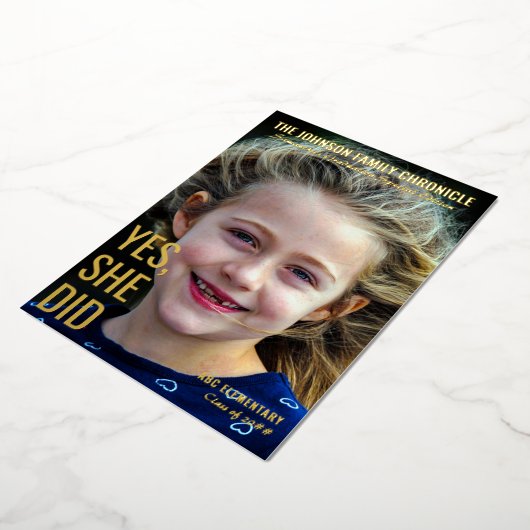 Modern Senior Afstuderen Magazine Hoesje Afstudeer Folie Uitnodiging (Gedraaid)