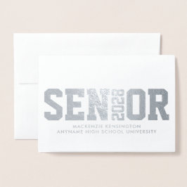 Modern Senior Block Letter Photo Afstuderen Folie Kaarten