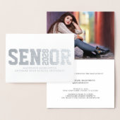 Modern Senior Block Letter Photo Afstuderen Folie Kaarten (Display)
