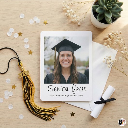 Modern Senior Year Script Class of 2026 Photo Card