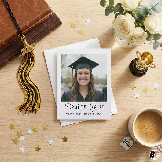 Modern Senior Year Script Class of 2026 Photo Card