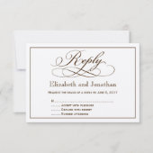 Modern Sepia Script Wedding Reply Card Kaart (Voorkant)