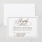 Modern Sepia Script Wedding Reply Card Kaart (Voorkant / Achterkant)