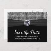 Modern Sequin Silver Glitter Wedding Save the Date Aankondigingskaart (Voorkant / Achterkant)