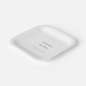 Modern Serif Black White Wedding Paper Plate Papieren Bordje (Gebogen)