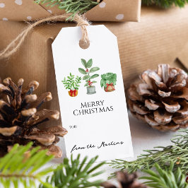 Modern Serif Botanisch groen Cadeaulabel