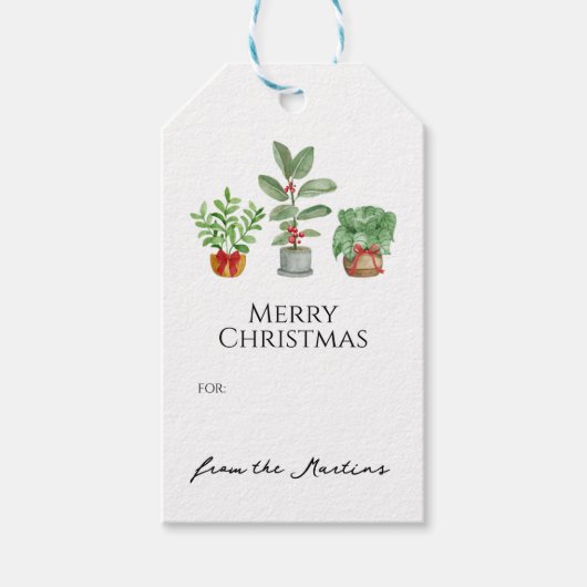 Modern Serif Botanisch groen Cadeaulabel (Voorkant)