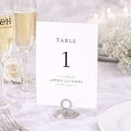 Modern Serif Editoriaal Huwelijk Tafel Nummerkaart Kaart